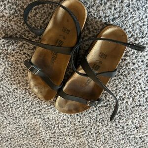 Birkenstock Women's Black Leather Wrap-Strap Sandals